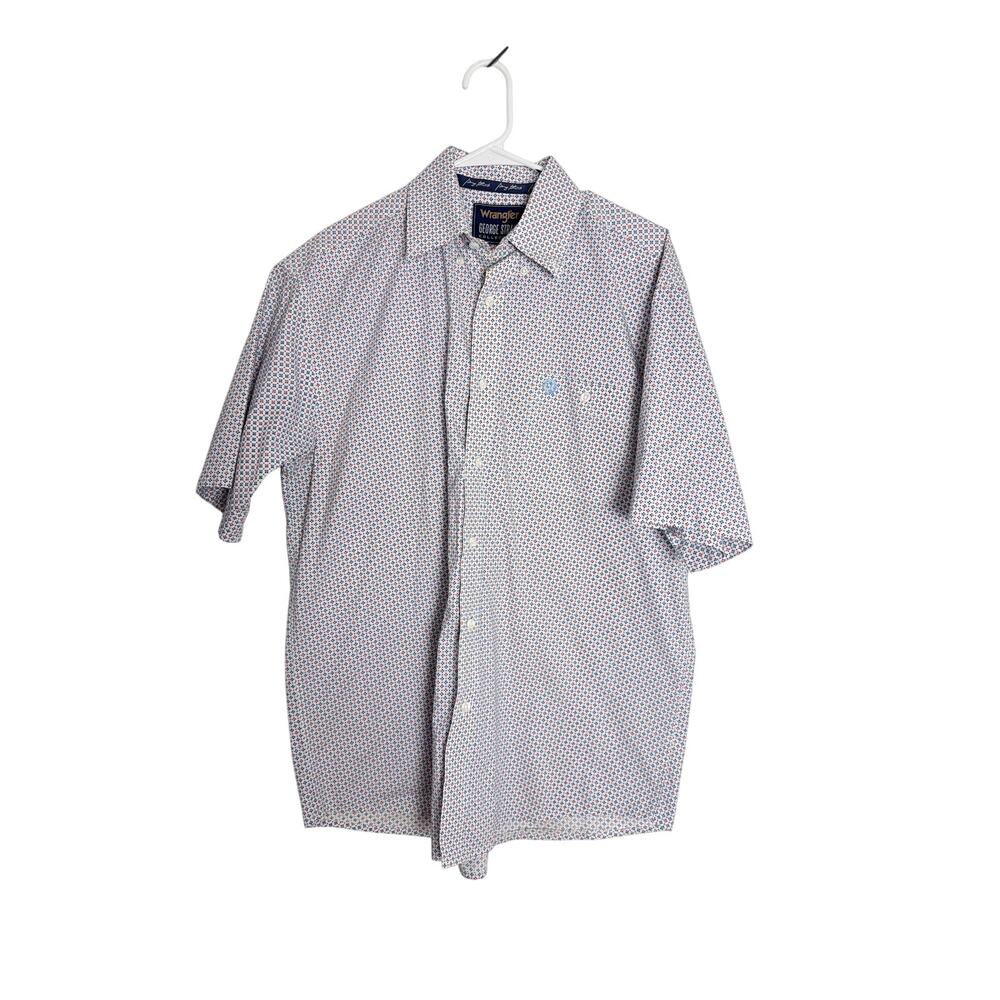 Wrangler George Strait Men Large Short Sleeve Button Down Western Shirt Geo Prin